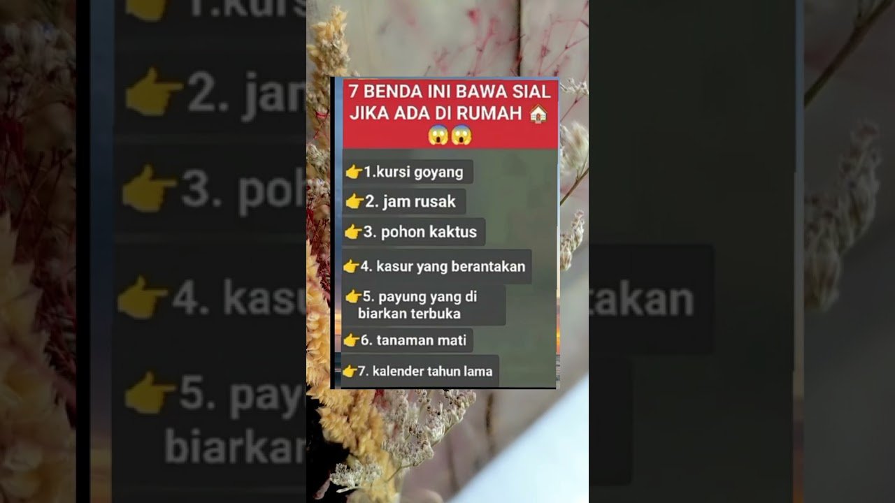 No momento, você está visualizando 7 benda ini bawa sial jika ada di rumah#shorts #shortvideo #tarot #shortsviral