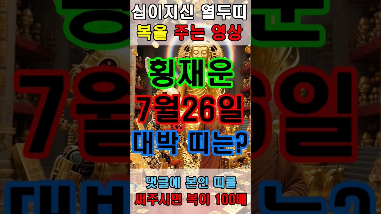 No momento, você está visualizando 26일 횡재운 듬뿍 받는 띠