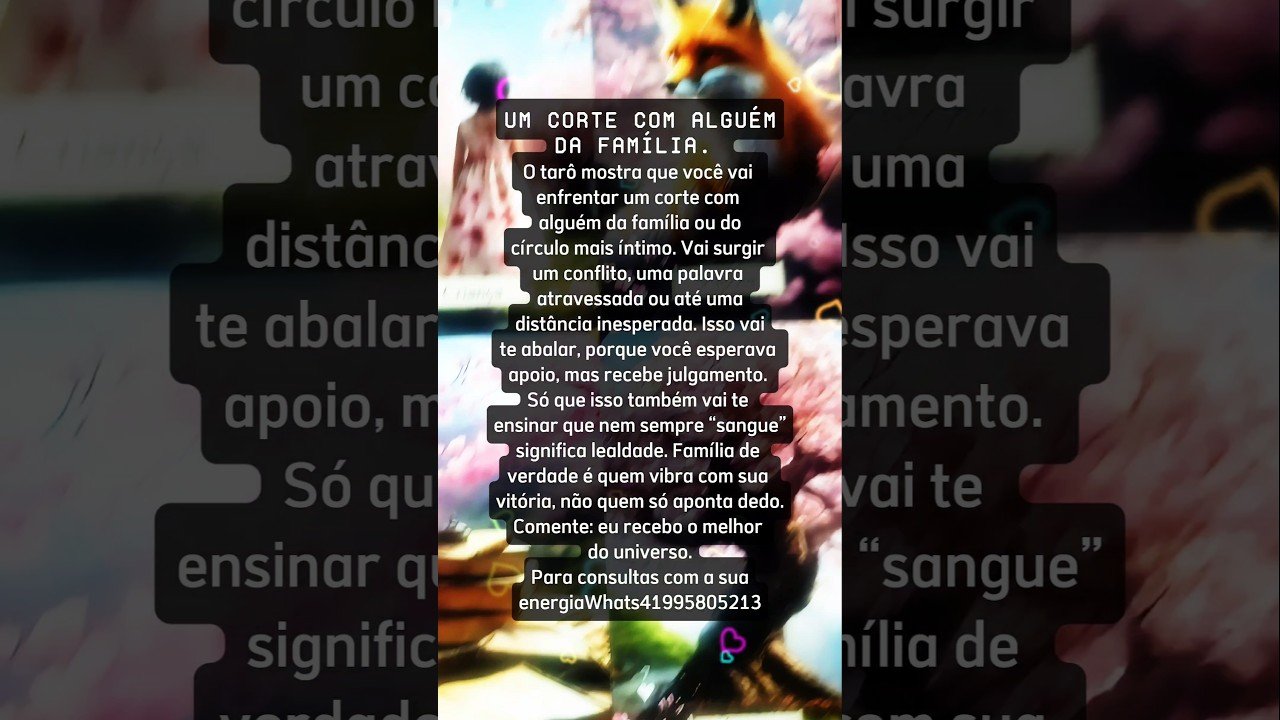 No momento, você está visualizando Um  corte com alguém da família  #tarologa  #tarot  #consultatarologa  #tarotcards  #tarotreader