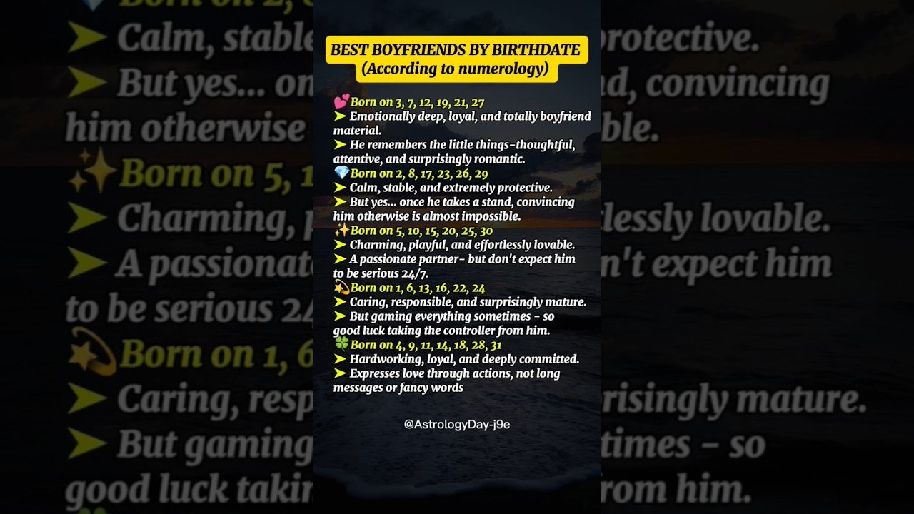 No momento, você está visualizando Best Boyfriends By Birthdate #zodiac #zodiacsigns #astrology #astrologysigns #horoscope #tarot