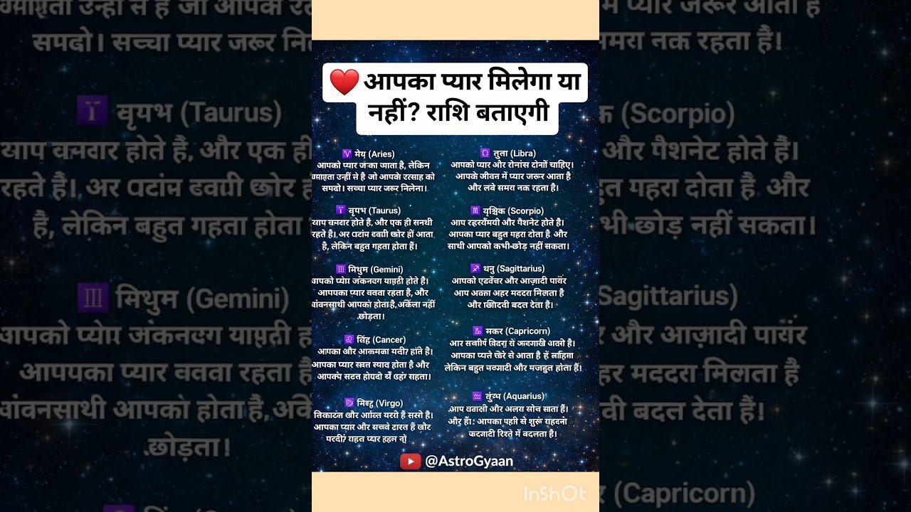 No momento, você está visualizando ❤️ आपका प्यार मिलेगा या नहीं? राशि बताएगी #astrology #zodiac #horoscope #tarot