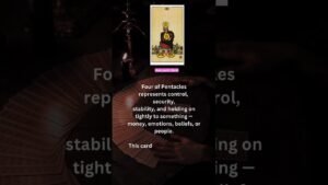 Leia mais sobre o artigo Four of pentacles tarot card #tarot #tarotcards #learntarot #shortsviral #shortsfeed #reels #ytshort