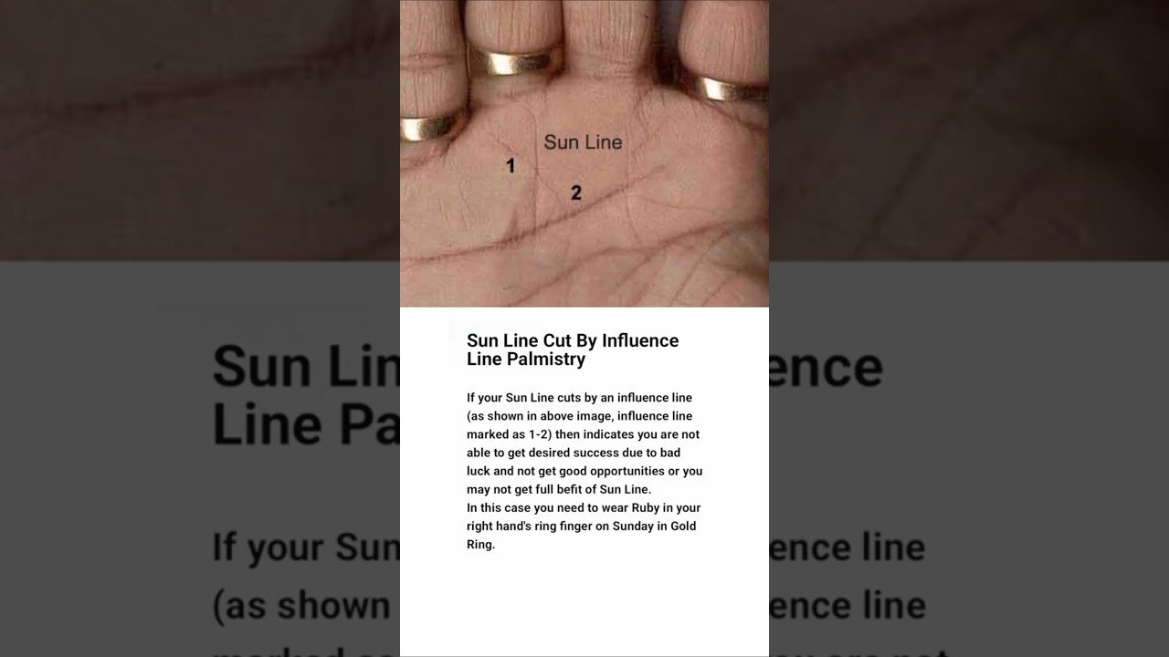 Leia mais sobre o artigo Sun Line Cut By Influence Line Palmistry #usa #usashorts #palmistry #tarot