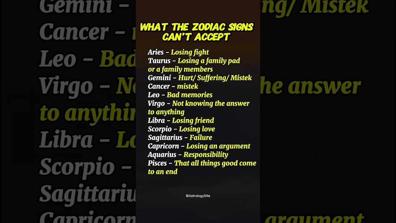 No momento, você está visualizando What The Zodiac Signs Can’t Accept #zodiac #zodiacsigns #astrology #horoscope #tarot