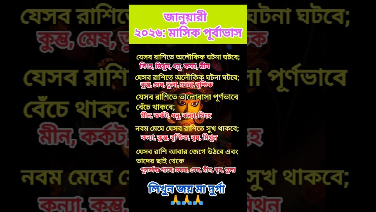 No momento, você está visualizando জানুয়ারী ২০২৬ মাসিক পূর্বভাস #rashifal #zodaic #zodiacsign #astrology #horoscope #tarot