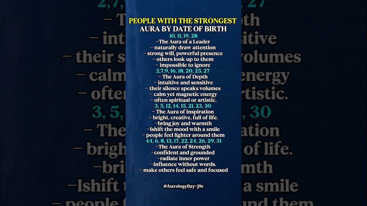 No momento, você está visualizando People With The Ttrongest AuraBy Birth Dates #zodiac #zodiacsigns #horoscope #tarot #astrology