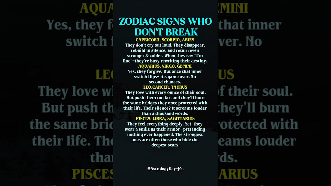 No momento, você está visualizando Zodiac Signs Who Don’t Break | Strongest Zodiac Sign Reveled #zodiac #zodiacsigns #astrology #tarot
