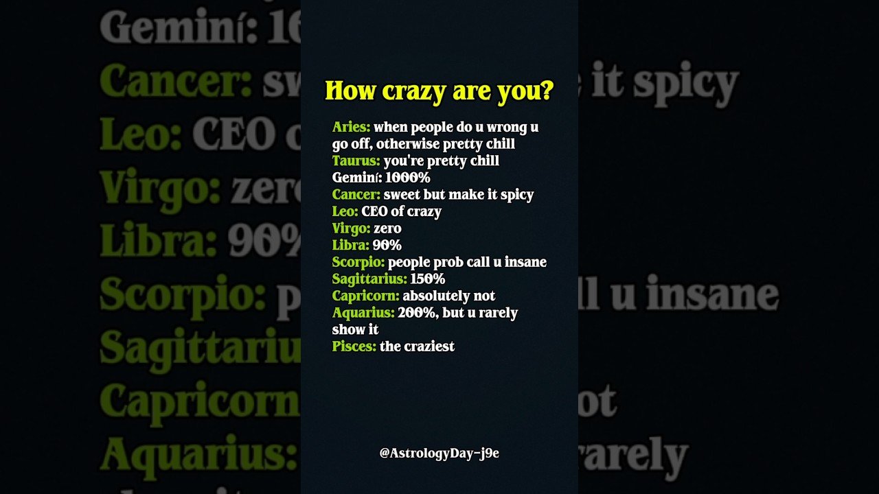 No momento, você está visualizando How Crazy Are You? (Be Honest 😳) #zodiac #zodiacsigns #astrology #horoscope #tarot