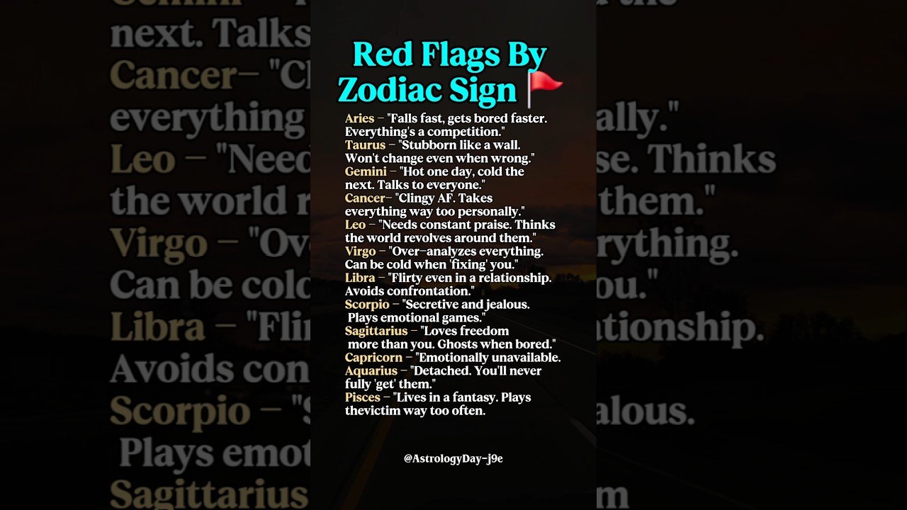 No momento, você está visualizando Red Flags By Zodiac Sign #zodiac #zodiacsigns #astrology #horoscope #tarot