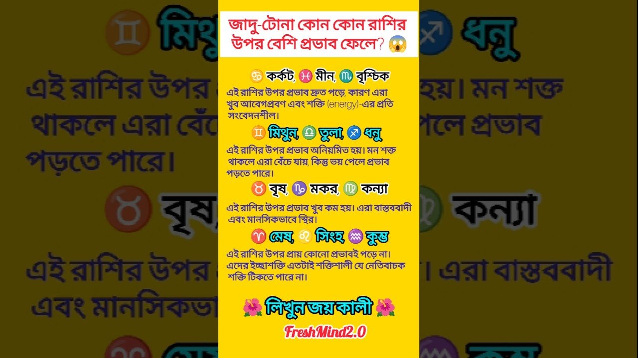 No momento, você está visualizando জাদু টোনা কোন কোন রাশির উপর বেশি প্রভাব ফেলে? #zodiac #zodiacsigns #astrology #horoscope #tarot