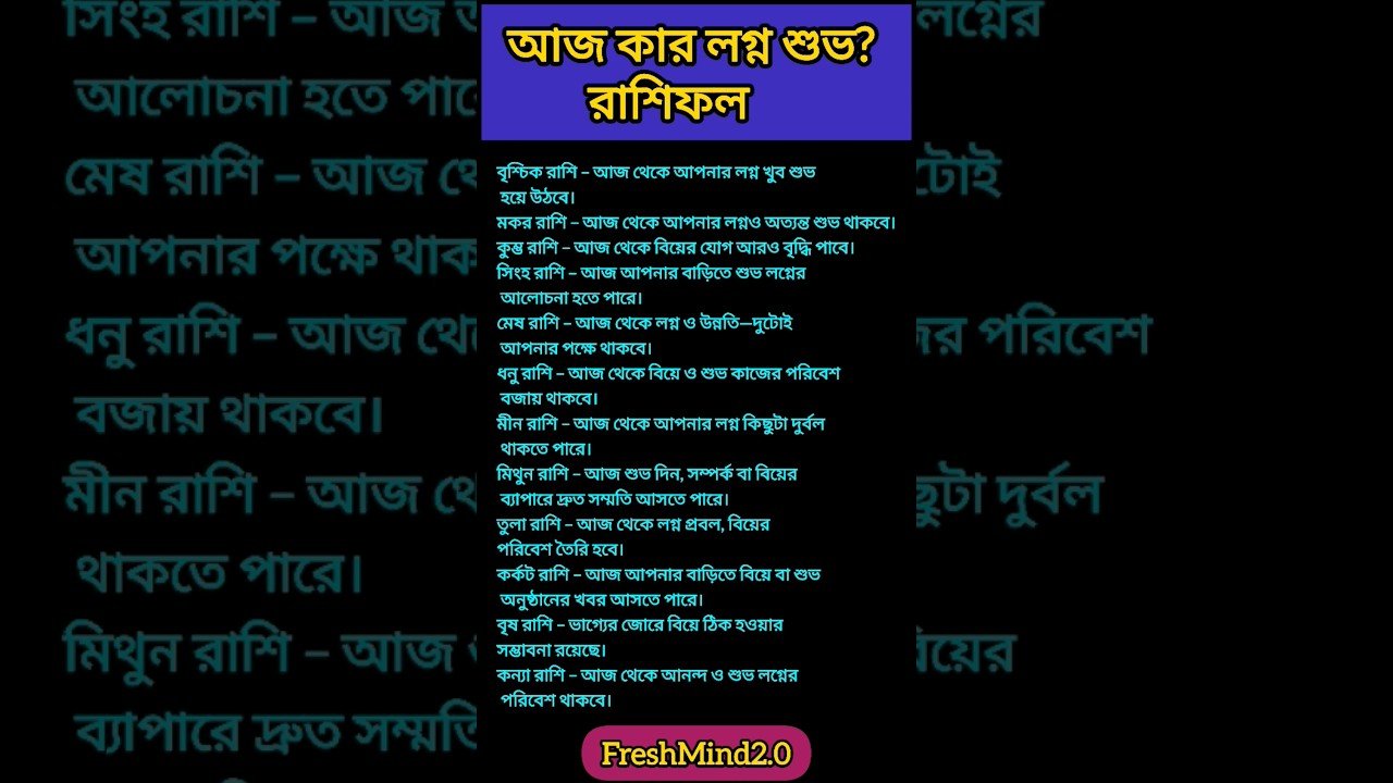No momento, você está visualizando আজ কার লগ্ন শুভ? রাশিফল অনুযায়ী জানুন #zodiac #zodiacsigns #astrology #horoscope #tarot
