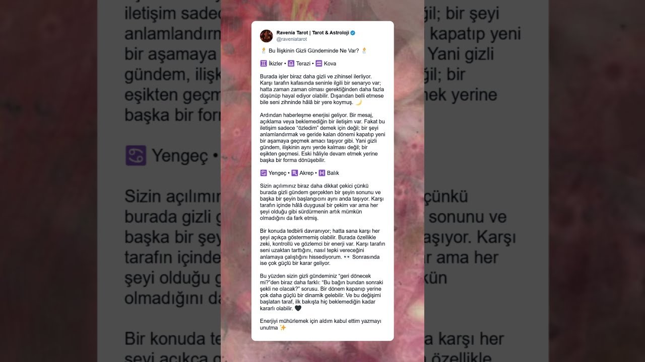 No momento, você está visualizando Bu İlişkinin Gizli Gündeminde Ne Var? 🔮  #astroloji #tarot #katina #burçlar #kolektifaçılım #fyp