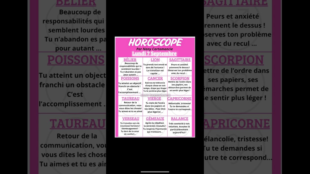 No momento, você está visualizando 🔮HOROSCOPE DU LUNDI 7 SEPTEMBRE. #oracleamour #guidance #astrology #tarot #voyanceactualite