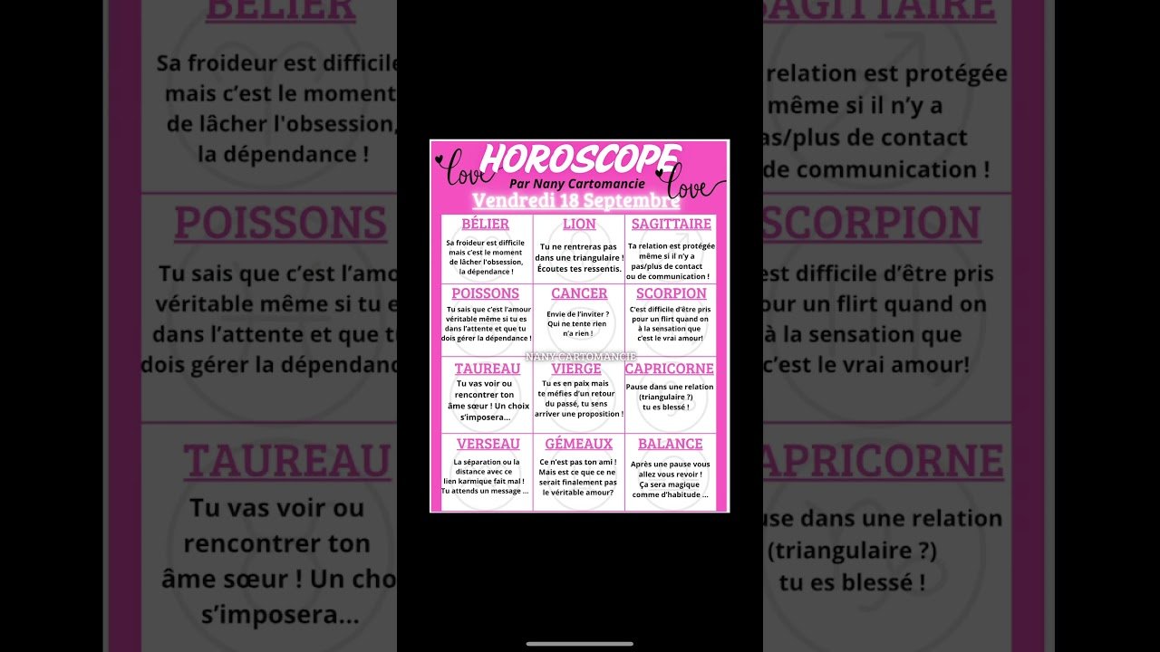 No momento, você está visualizando 🔮HOROSCOPE DU VENDREDI 18  SEPTEMBRE. #oracleamour #guidance #astrology #tarot #voyanceactualite