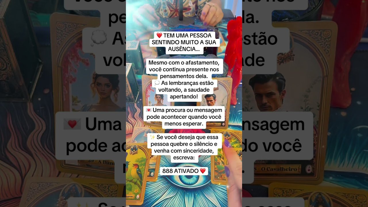 No momento, você está visualizando Tem alguém sentindo muito sua falta! #tarot #tarotonline #tarotdoamor #leituradetarot #amor #amor