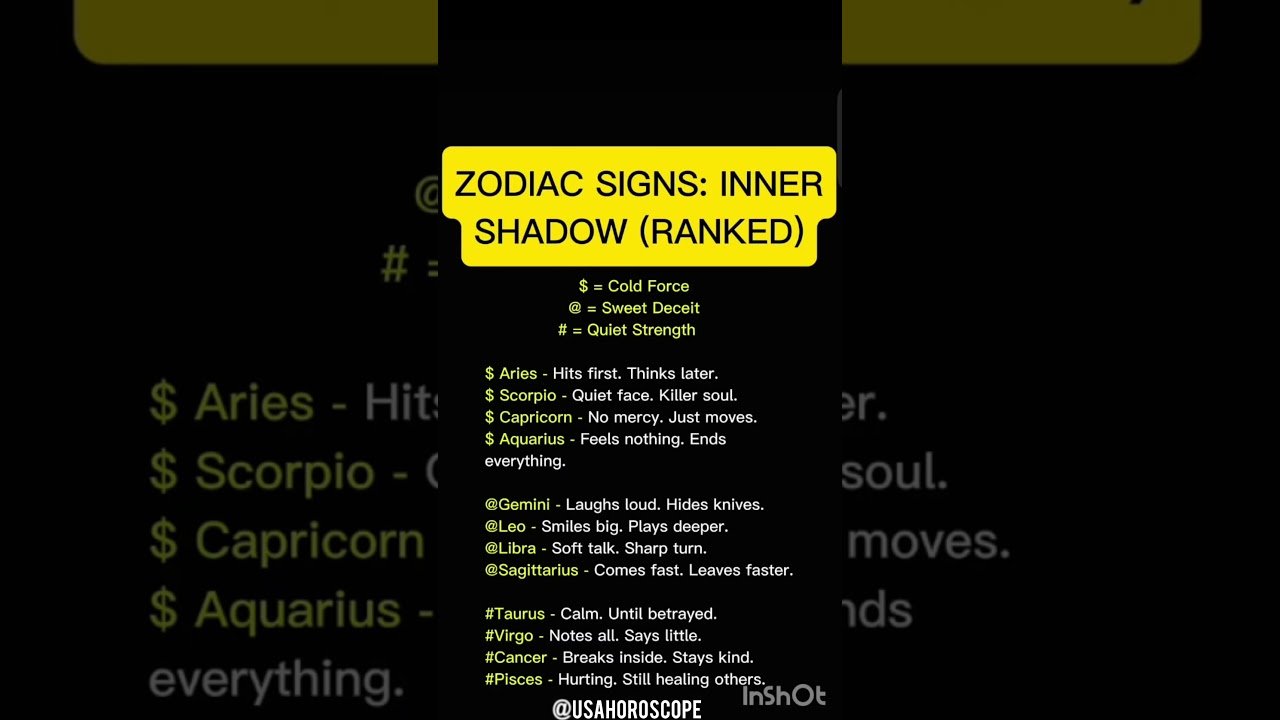 No momento, você está visualizando Inner Shadow Of Each Zodiac Signs #zodiac #zodiacsigns #astrology #astrologysigns #horoscope #tarot
